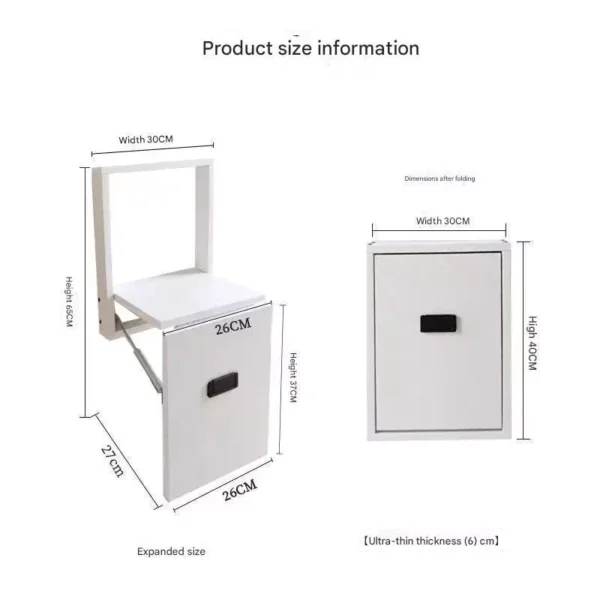 Wall Mounted Folding Shoe Bench L30cm W27cm H65cm