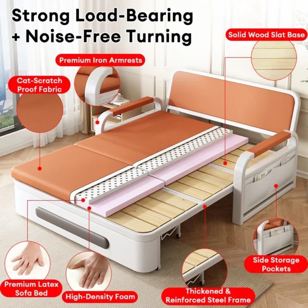 Metal Folding Sofa Bed 2 Seater